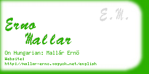 erno mallar business card